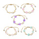 Natural Cowrie Shell & Glass Starfish Braided Bead Bracelet for Women BJEW-JB09943-1