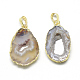 Plated Natural Druzy Grey Agate Pendants G-R435-28-2