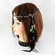 Women's Dyed Feather Braided Suede Cord Headbands OHAR-R183-01-2