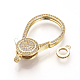 Brass Micro Pave Cubic Zirconia Lobster Claw Clasps ZIRC-S058-10G-2