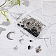 Sunnyclue diy ゴシック イヤリング メイキング キット  合金星と月のペンダントを含む  ガラスビーズ  真鍮リンク コネクター & イヤリング フック  ブラック  148個/箱 DIY-SC0020-85-7