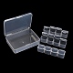12 contenedor organizador de cuentas de plástico rectangular con rejillas. CON-XCP0002-29-2