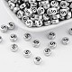 Silver Color Plated Acrylic Horizontal Hole Letter Beads MACR-PB43C9070-S-1