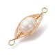 Natural Cultured Freshwater Pearl Copper Wire Wrapped Connector Charms PALLOY-JF02519-02-4