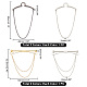 PandaHall Elite 4Pcs 4 Style Brass Hanging Chains Collar Pins Tie Clips AJEW-PH0011-16-2