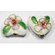 Handmade Cloisonne Beads, Heart, White, 12mm, Hole:2mm