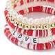 Ensemble de bracelets extensibles en perles heishi en argile polymère faits à la main BJEW-JB07401-03-4