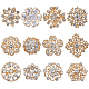 Gorgecraft 12 Stück 12-Stil-Kristall-Strass-Blumen-Brosche JEWB-GF0001-36A-1