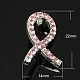 Lead Free Silver Tone Alloy Multi-Strand Rhinestone Breast Cancer Pink Awareness Ribbon Links X-RB-E241-10S-LF-1