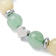 Braccialetto con perline intrecciate a forma di cuore in ottone e avventurina verde naturale BJEW-JB09703-02-3