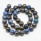 Electroplate Gemstone Natural Pyrite Round Beads Strands G-L129-10mm-01-3