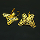 Brass Butterfly Leverback Earring Findings KK-I005-G-NF-3