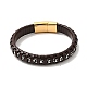 Bracelet cordon tressé en cuir et 304 corde en acier inoxydable avec fermoir magnétique pour homme femme BJEW-C021-14-3