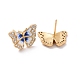 Orecchini a bottone a farfalla con zirconi chiari e smalto EJEW-C030-05G-2