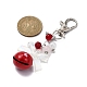 Decorazioni pendenti con campana a cuore in ottone HJEW-JM01374-02-3