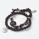 Lava Rock and Smoky Quartz Beads Wrap Bracelets and Earrings Jewelry Sets SJEW-JS00905-01-2