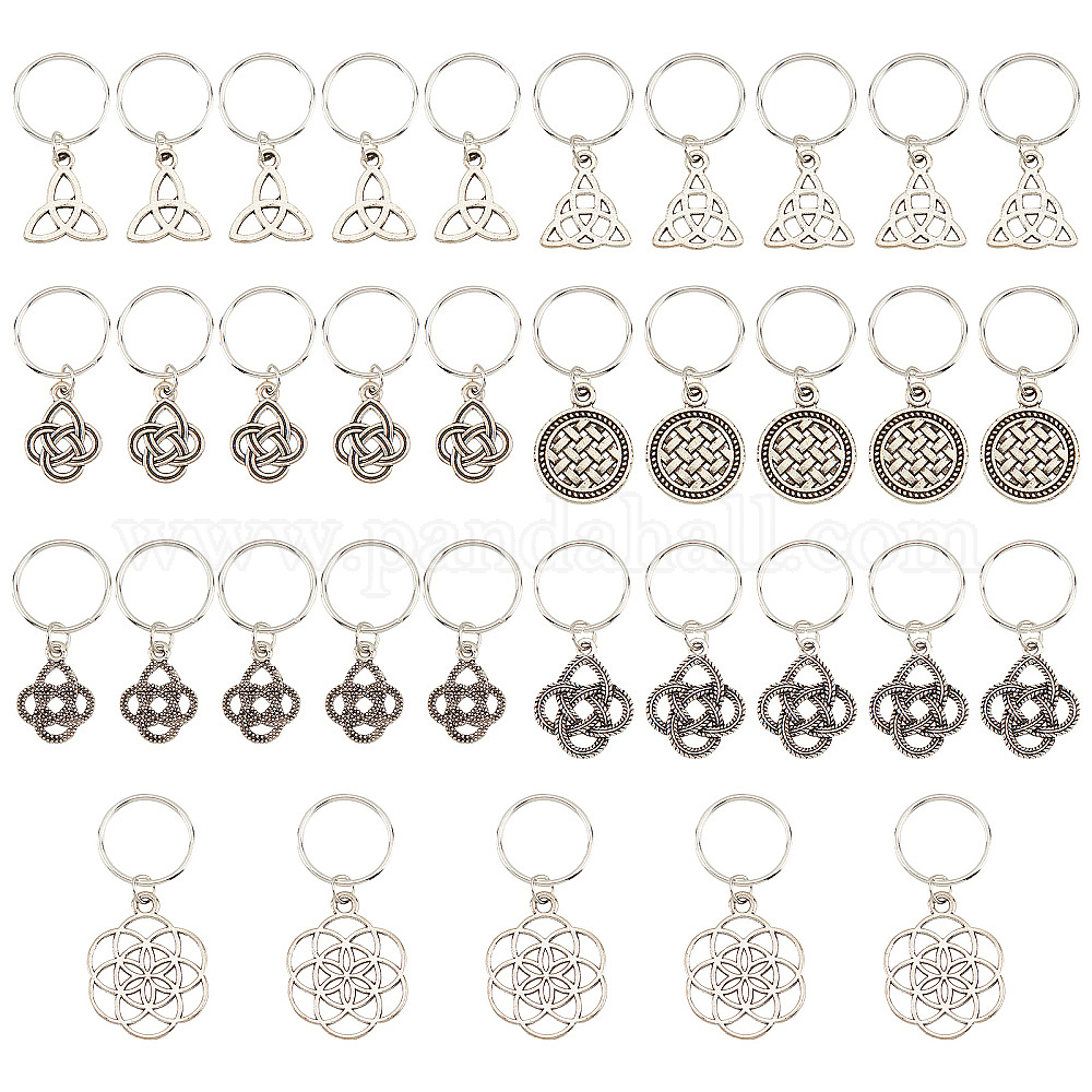 Wholesale CRASPIRE 35Pcs Dreadlocks Braid Rings 7 Style Trinity Knot