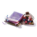 Pochette organza pour cadeaux, style simple, avec cordon de serrage, rectangle, couleur mixte, 12x9 cm