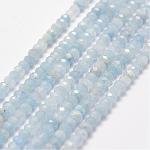 Chapelets de perles en aigue-marine naturelle, facette, rondelle, 4x3mm, Trou: 1mm, Environ 135 pcs/chapelet, 15.3 pouce