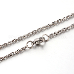 304 Stainless Steel Rope Chain Necklaces, Stainless Steel Color, 23.6 inch(59.9cm), 2mm