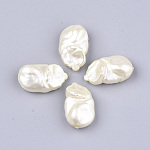 ABS Plastic Imitation Pearl Beads, Nuggets, Creamy White, 27x16x10mm, Hole: 1mm