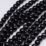 Chapelets de perles en agate à rayures naturelles/agates à bandes, teinte, ronde, noir, 10mm, Trou: 1.2mm, Environ 38 pcs/chapelet, 15.75 pouce