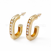 Пластиковые овальные серьги-гвоздики с жемчугом EJEW-I270-03G