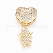 Латунные микропаве прозрачные подвески с фианитом ZIRC-L093-04G