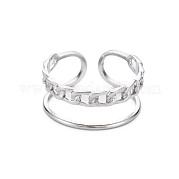 304 Stainless Steel Curb Chain Shape Cuff Ring RJEW-N038-038P