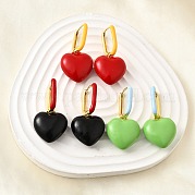 Серьги-кольца из латуни в форме сердца EJEW-D314-02G