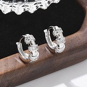 Серьги-кольца из латуни с прозрачным фианитом EJEW-Q014-25P