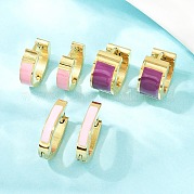 Серьги-кольца из нержавеющей стали 304 с эмалью EJEW-K268-20G-03