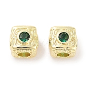 Латунные микро проложить кубического циркония бусы KK-C051-28G-02