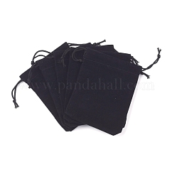 Sacs à cordon en velours, sacs de bijoux, sacs-cadeaux de bonbons de mariage de fête de noël, noir, 9x7 cm