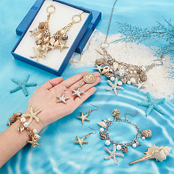 Strandschmuckset mit natürlichen Muscheln und Seesternen&nbsp;SJEW-PH0001-14