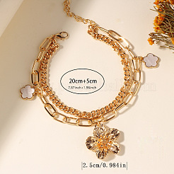 Fußkettchen aus Legierung mit weißem Blumenanhänger und doppellagiger Kette für Damen&nbsp;FS-WG4B964-01