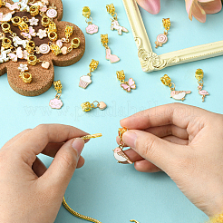 50 Stück europäische baumelnde Charms aus Legierung mit rosa Emaille in 10 Stilen&nbsp;ENAM-CJ0005-49