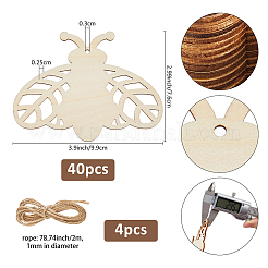 40 Stück Motte unfertige leere Holzanhänger Set für Malerei Kunst&nbsp;AJEW-FH0006-65