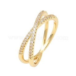 Micro ottone spianare anelli zirconi&nbsp;RJEW-D340-01G-06