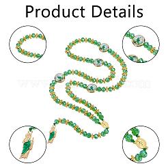 Facettierte Rondell-Glas-Rosenkranz-Perlenketten&nbsp;NJEW-DC00015