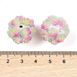Strassperlen aus Polymer Clay mit geprägten leuchtenden Acrylrosen&nbsp;CLAY-H003-06