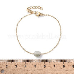 Bracelets à maillons en perles de jade naturel en acier inoxydable 304&nbsp;BJEW-A036-16G