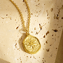 Collier pendentif étoile en acier inoxydable 304 avec chaînes à maillons&nbsp;UG2182-1