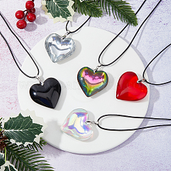 Ensemble de colliers avec pendentif en forme de cœur en verre&nbsp;NJEW-FI0001-05
