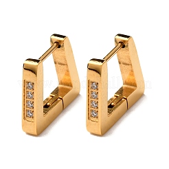 Boucles d'oreilles créoles trapézoïdales en acier inoxydable 304 avec zircone cubique&nbsp;EJEW-D331-06G