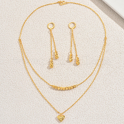 Doppellagige Halsketten- und Ohrring-Sets aus Messing mit Herzmotiv für Damen&nbsp;VD3296