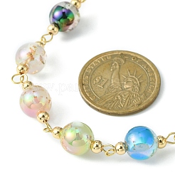 Résine avec colliers à chaîne de perles rondes en feuille d'or&nbsp;NJEW-JN04361-01