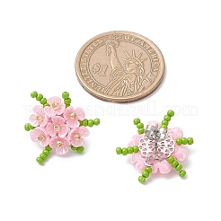 Orecchini a bottone a forma di fiore in acciaio inossidabile 304&nbsp;EJEW-MZ00457-04