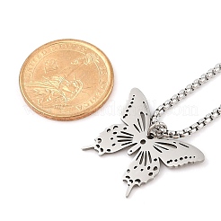 Colliers à chaîne en acier inoxydable 201 avec pendentif papillon découpé au laser pour femmes&nbsp;LS-NJEW-Q004-03P