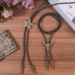 2 Stück 2 Stile verstellbare Vintage-Bolokrawatte aus PU-Leder&nbsp;NJEW-GF0001-12AB-01